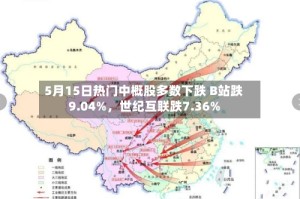 5月15日热门中概股多数下跌 B站跌9.04%，世纪互联跌7.36%