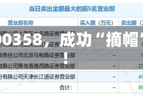 600358，成功“摘帽”！