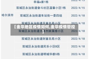 【金华地区疫情如何,金华疫情管控】