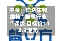 中金：信达生物维持“跑赢行业”评级 目标价118.3港元