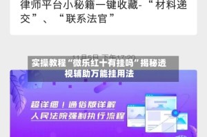 实操教程“微乐红十有挂吗”揭秘透视辅助万能挂用法