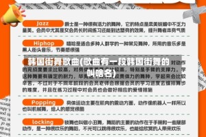 韩国街舞歌曲(歌曲有一段韩国街舞的叫啥名)