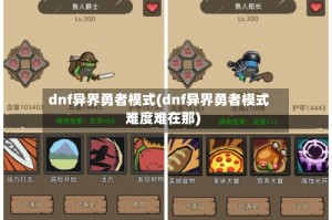 dnf异界勇者模式(dnf异界勇者模式难度难在那)