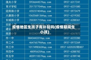 疫情地区生孩子有补贴吗(疫情期间生小孩)