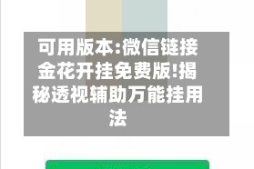 可用版本:微信链接金花开挂免费版!揭秘透视辅助万能挂用法