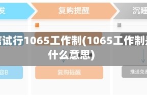 微信试行1065工作制(1065工作制是什么意思)