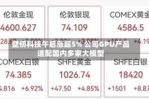 壁仞科技午后涨超5% 公司GPU产品适配国内多家大模型