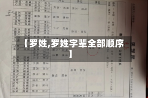 【罗姓,罗姓字辈全部顺序】