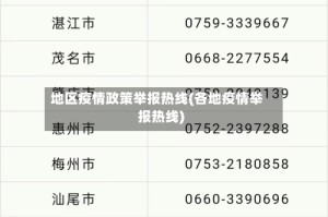 地区疫情政策举报热线(各地疫情举报热线)