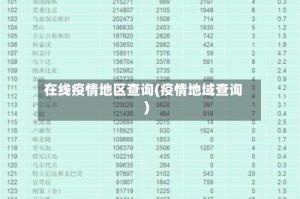 在线疫情地区查询(疫情地域查询)