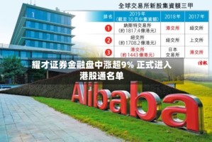 耀才证券金融盘中涨超9% 正式进入港股通名单