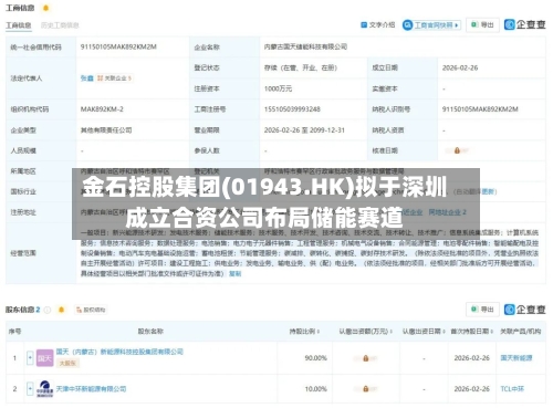 金石控股集团(01943.HK)拟于深圳成立合资公司布局储能赛道-第1张图片