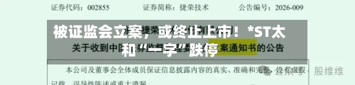 被证监会立案，或终止上市！*ST太和“一字”跌停-第1张图片
