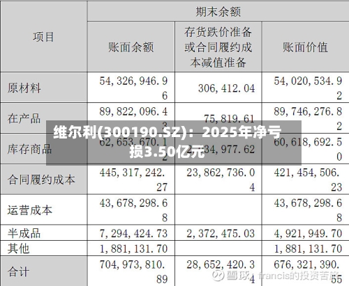 维尔利(300190.SZ)：2025年净亏损3.50亿元-第1张图片