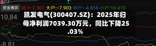 凯发电气(300407.SZ)：2025年归母净利润7039.30万元	，同比下降25.03%-第1张图片
