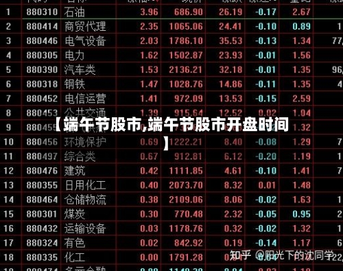 【端午节股市,端午节股市开盘时间】-第1张图片