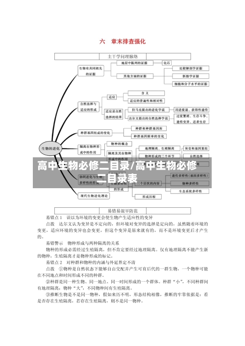 高中生物必修二目录/高中生物必修二目录表-第1张图片