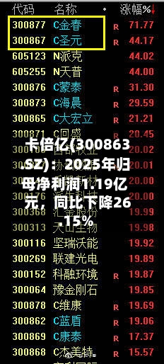 卡倍亿(300863.SZ)：2025年归母净利润1.19亿元	，同比下降26.15%-第1张图片