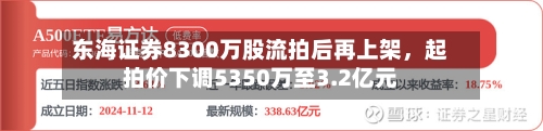 东海证券8300万股流拍后再上架，起拍价下调5350万至3.2亿元-第2张图片