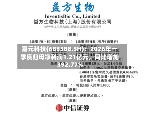 嘉元科技(688388.SH)：2026年一季度归母净利润1.21亿元	，同比增加392.77%-第1张图片