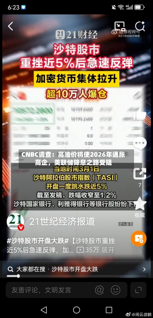 CNBC调查：高油价将使2026年通胀高企，美联储降息之路受阻-第1张图片