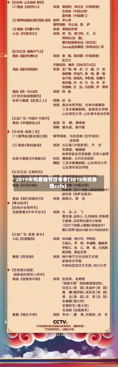 2019央视春晚节目单表(2019央视春晚cctv)-第1张图片