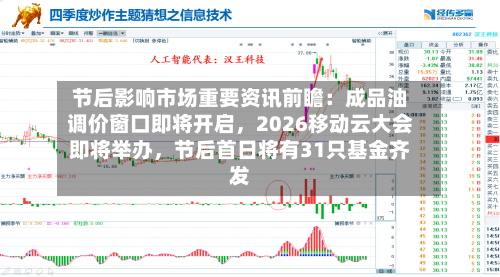 节后影响市场重要资讯前瞻：成品油调价窗口即将开启，2026移动云大会即将举办，节后首日将有31只基金齐发-第1张图片