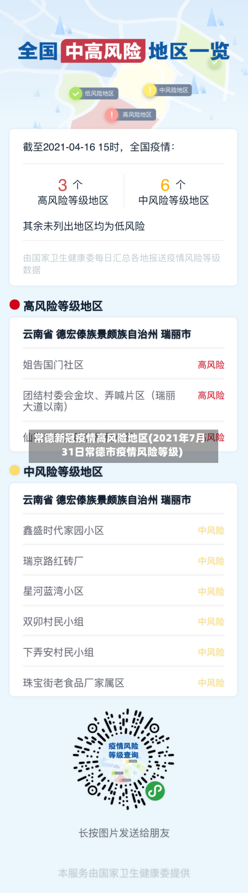 常德新冠疫情高风险地区(2021年7月31日常德市疫情风险等级)-第2张图片