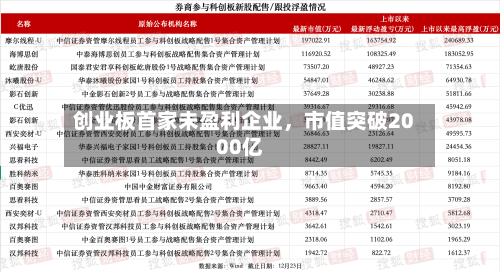 创业板首家未盈利企业	，市值突破2000亿-第1张图片
