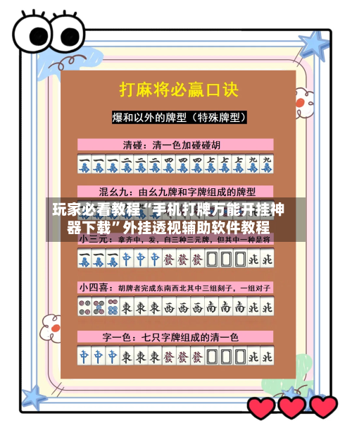玩家必看教程“手机打牌万能开挂神器下载”外挂透视辅助软件教程-第1张图片