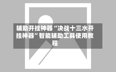 辅助开挂神器“决战十三水开挂神器	”智能辅助工具使用教程-第2张图片