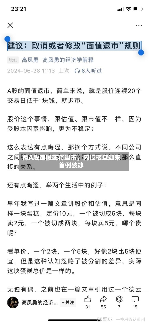 两A股造假或将退市，内控核查迎来首例破冰-第1张图片