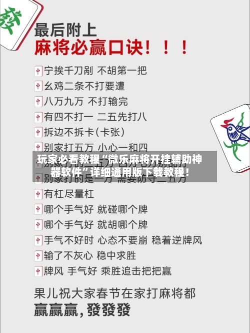 玩家必看教程“微乐麻将开挂辅助神器软件”详细通用版下载教程！-第3张图片