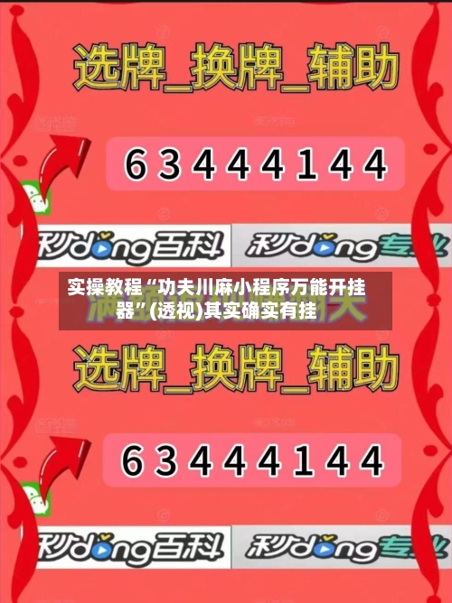 实操教程“功夫川麻小程序万能开挂器”(透视)其实确实有挂-第1张图片