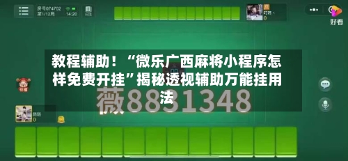 教程辅助！“微乐广西麻将小程序怎样免费开挂”揭秘透视辅助万能挂用法-第3张图片