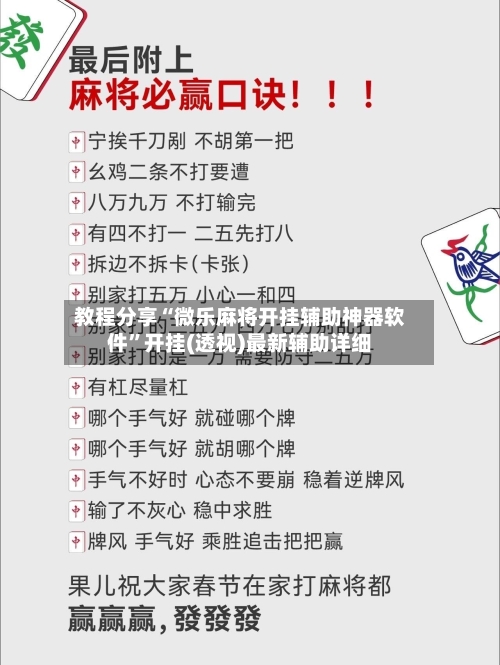 教程分享“微乐麻将开挂辅助神器软件”开挂(透视)最新辅助详细-第2张图片