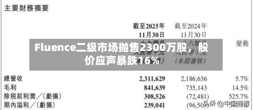 Fluence二级市场抛售2300万股	，股价应声暴跌16%-第2张图片