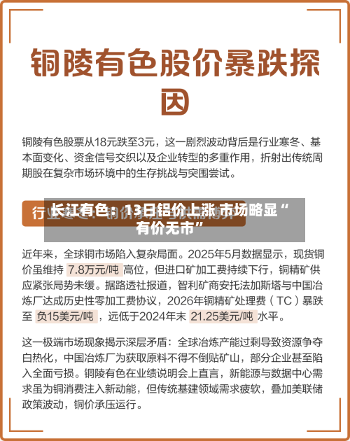 长江有色：13日铝价上涨 市场略显“有价无市”-第3张图片