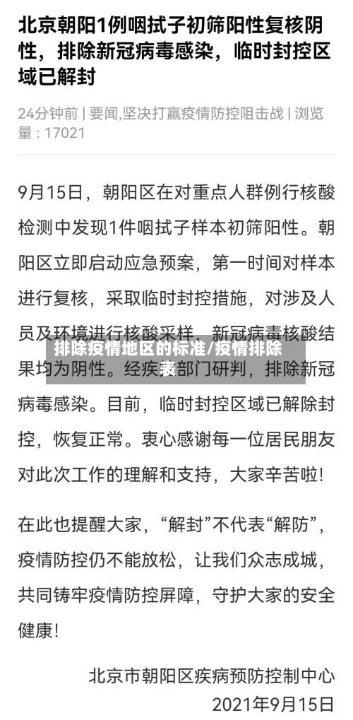 排除疫情地区的标准/疫情排除表-第1张图片