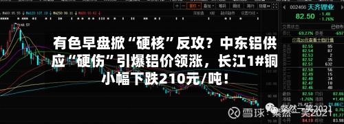 有色早盘掀“硬核	”反攻？中东铝供应“硬伤”引爆铝价领涨	，长江1#铜小幅下跌210元/吨！-第1张图片