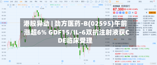 港股异动 | 劲方医药-B(02595)午前涨超6% GDF15/IL-6双抗注射液获CDE临床受理-第3张图片
